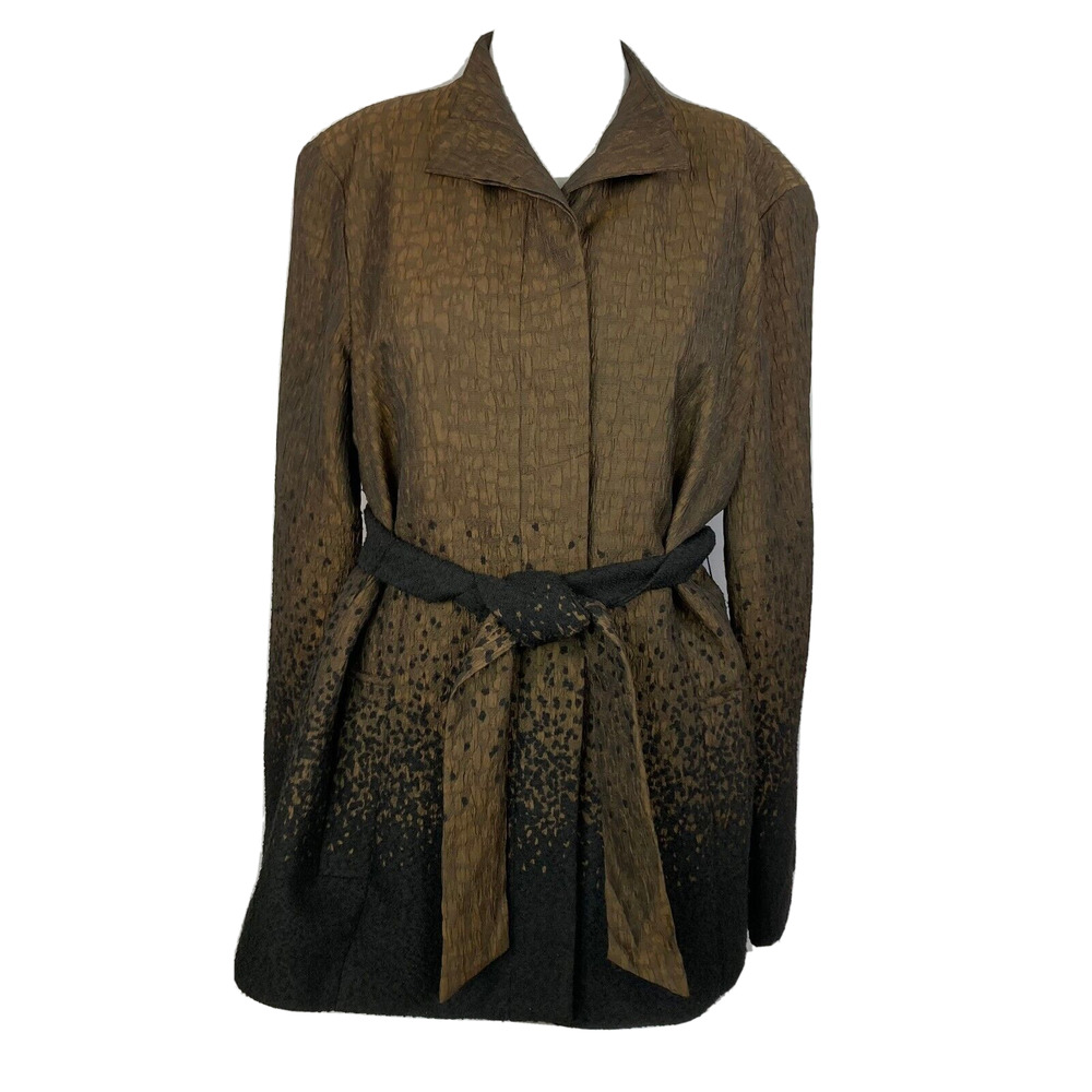 Kelly by Kelly Clinton Blazer Jacket Womens Sz S Brown‎ Black Speckled Belted